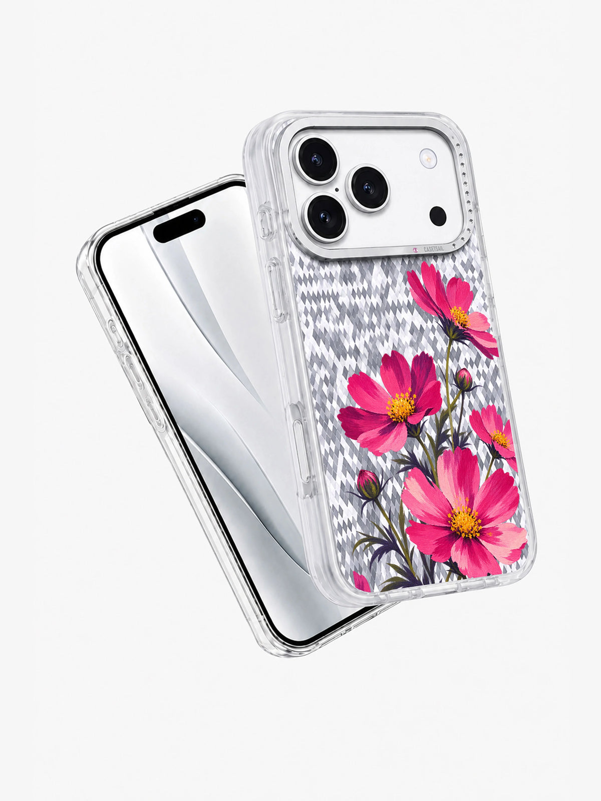 Cosmos After Dusk transparent iPhone case angled view