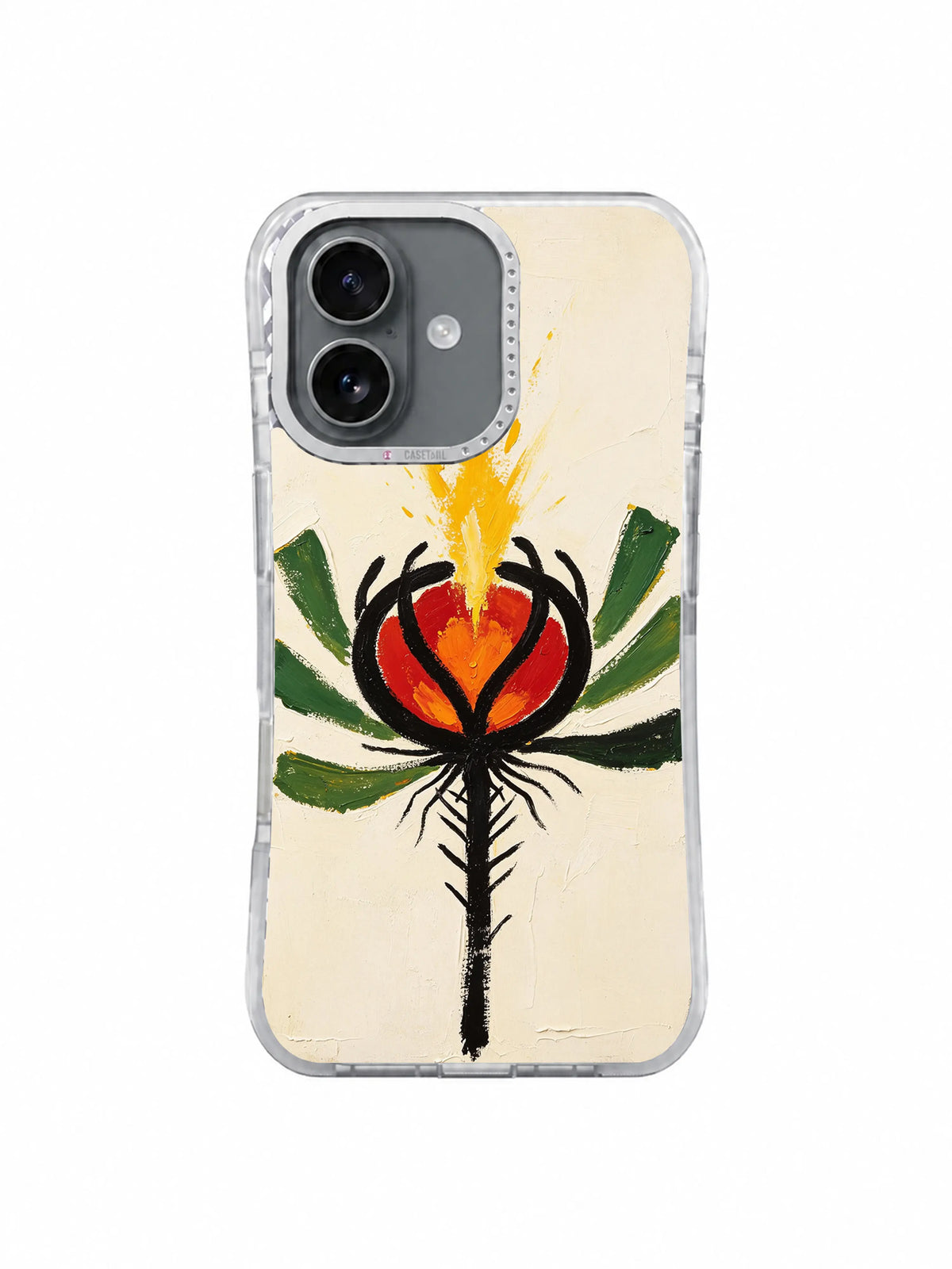 Burning Heart Bud symbolic flower art on iPhone 16 Pro case