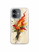 Flame Bouquet bold red orange floral art on iPhone 16 Pro case