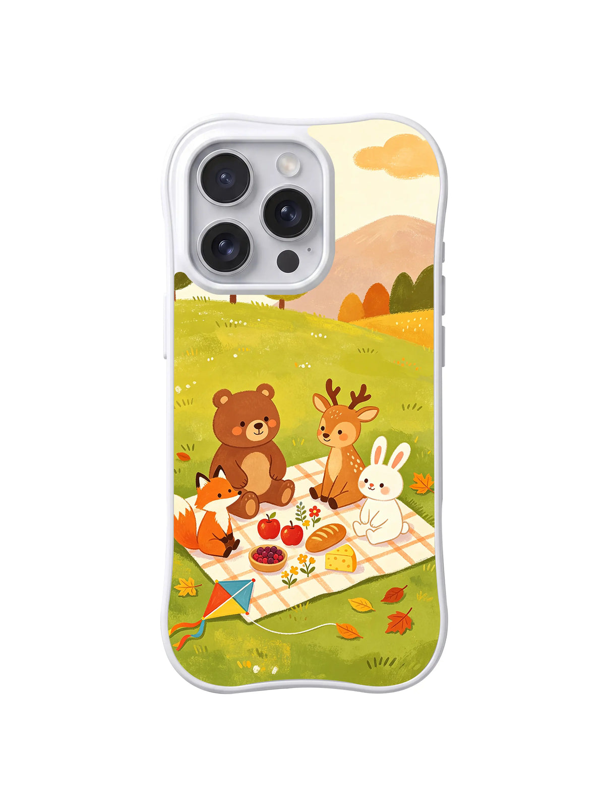 Cozy Bear Picnic iPhone 14 Pro Max case in Autumn Kite Day artwork