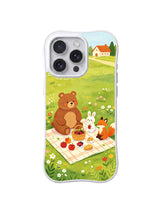 Cozy Bear Picnic iPhone 14 Pro Max case in Cottage Berry Table artwork