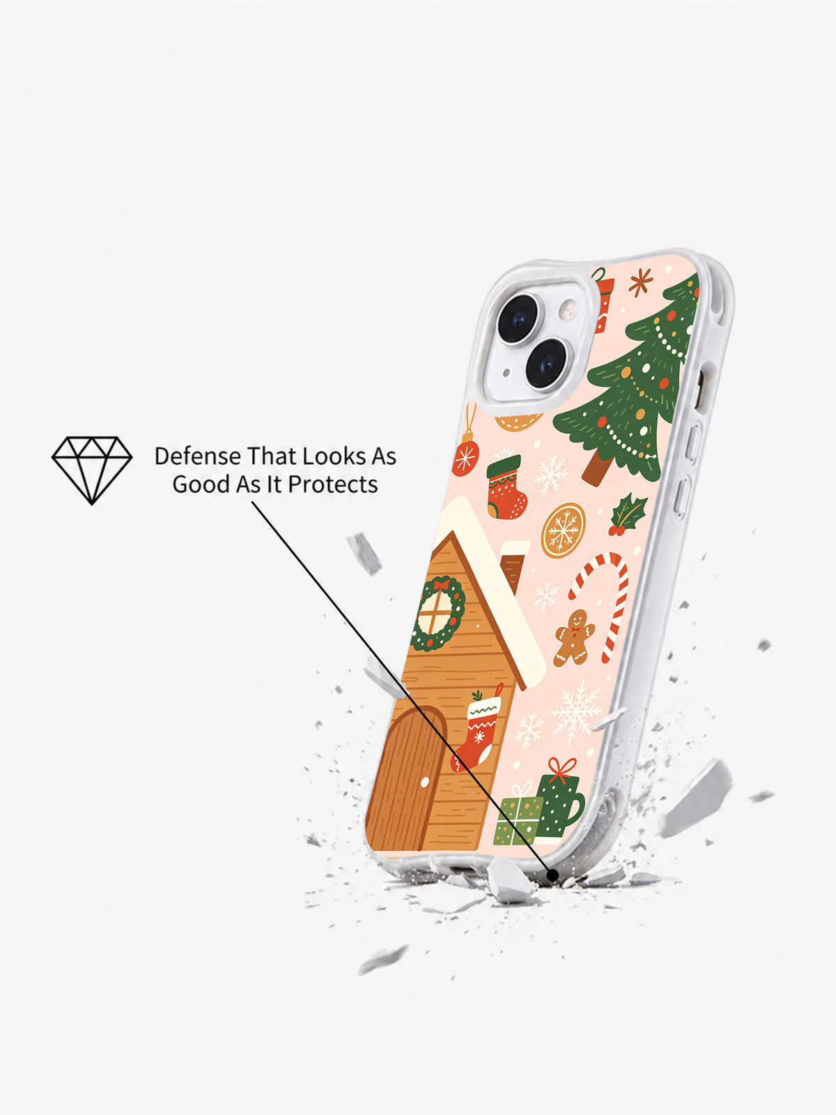 Cozy Cabin Christmas iPhone 14 Plus case impact presentation