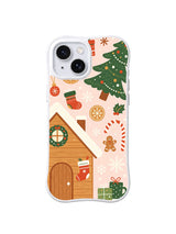 Wreath Cabin Holiday Welcome pink Christmas iPhone 14 Plus case