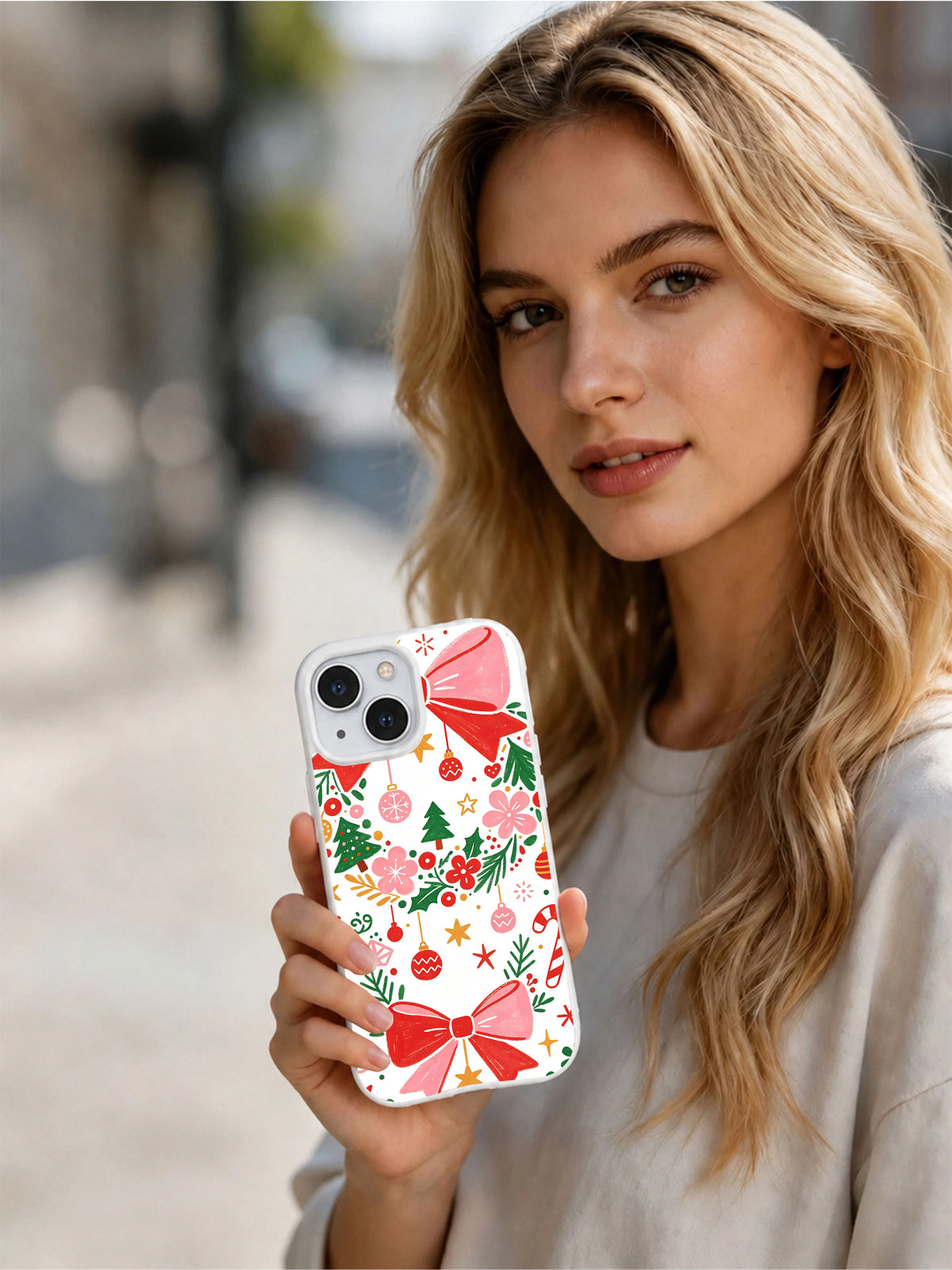 Cozy Christmas Bow Collection lifestyle case