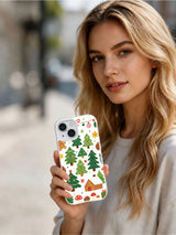 Cozy woodland holiday phone case lifestyle image