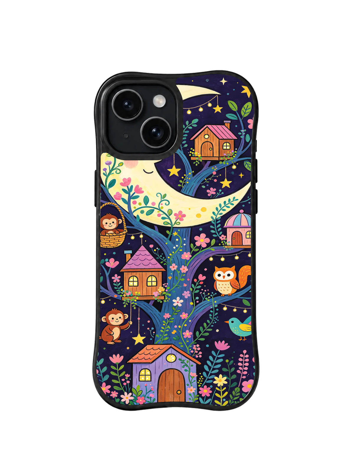 Crescent Treehouse Garden pattern on iPhone 14 Plus case
