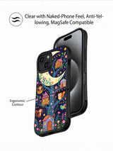 Celestial folk art iPhone 14 Plus protective case side view