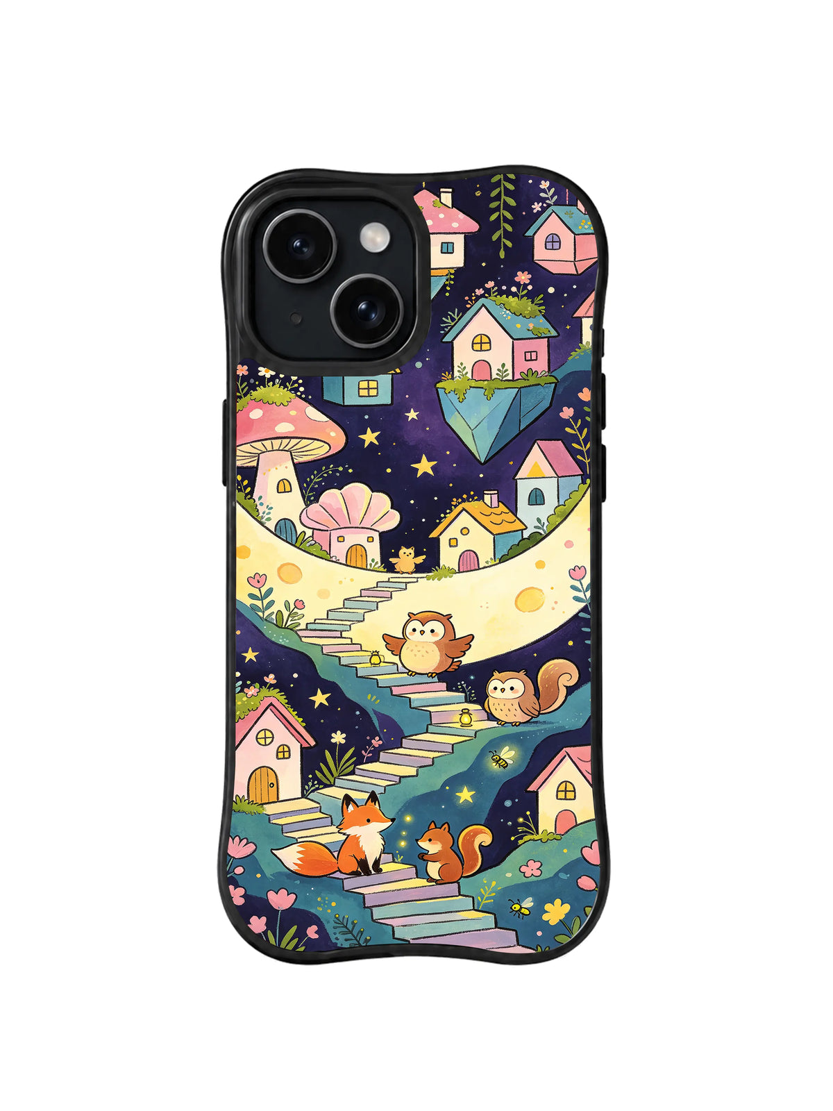 Moonstep Floating Village pattern on iPhone 14 Plus case