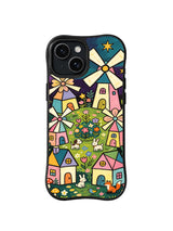 Windmill Flower Town pattern on iPhone 14 Plus case