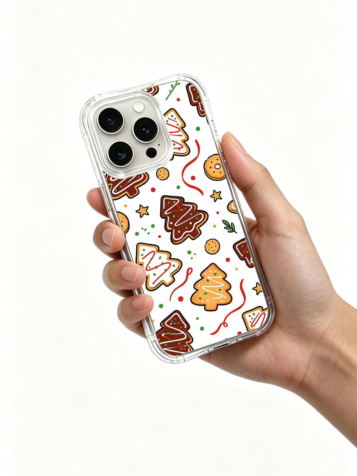Cozy Noel Scatter iPhone 13 Pro case held in hand