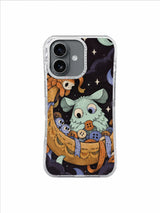 Mint character and companions sort lost buttons in a celestial crescent scene
