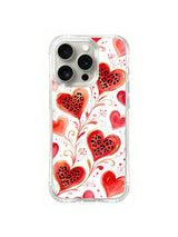 Crimson Wildflower Hearts pattern iPhone 16 Pro case