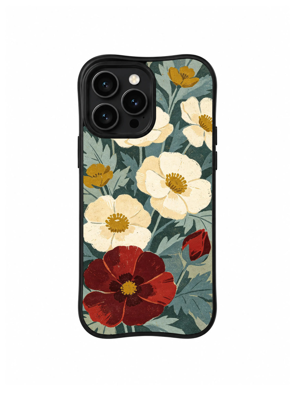 Ivory Blossom Stillness pattern on iPhone 15 Pro case