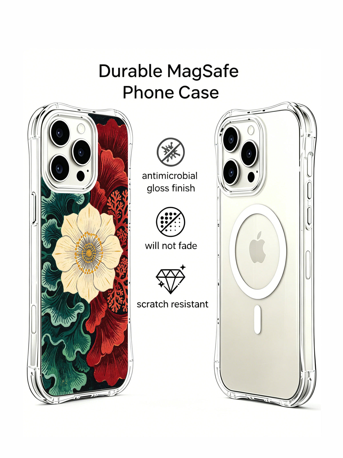 Crimson Ocean Garden iPhone 15 Pro case product view 3