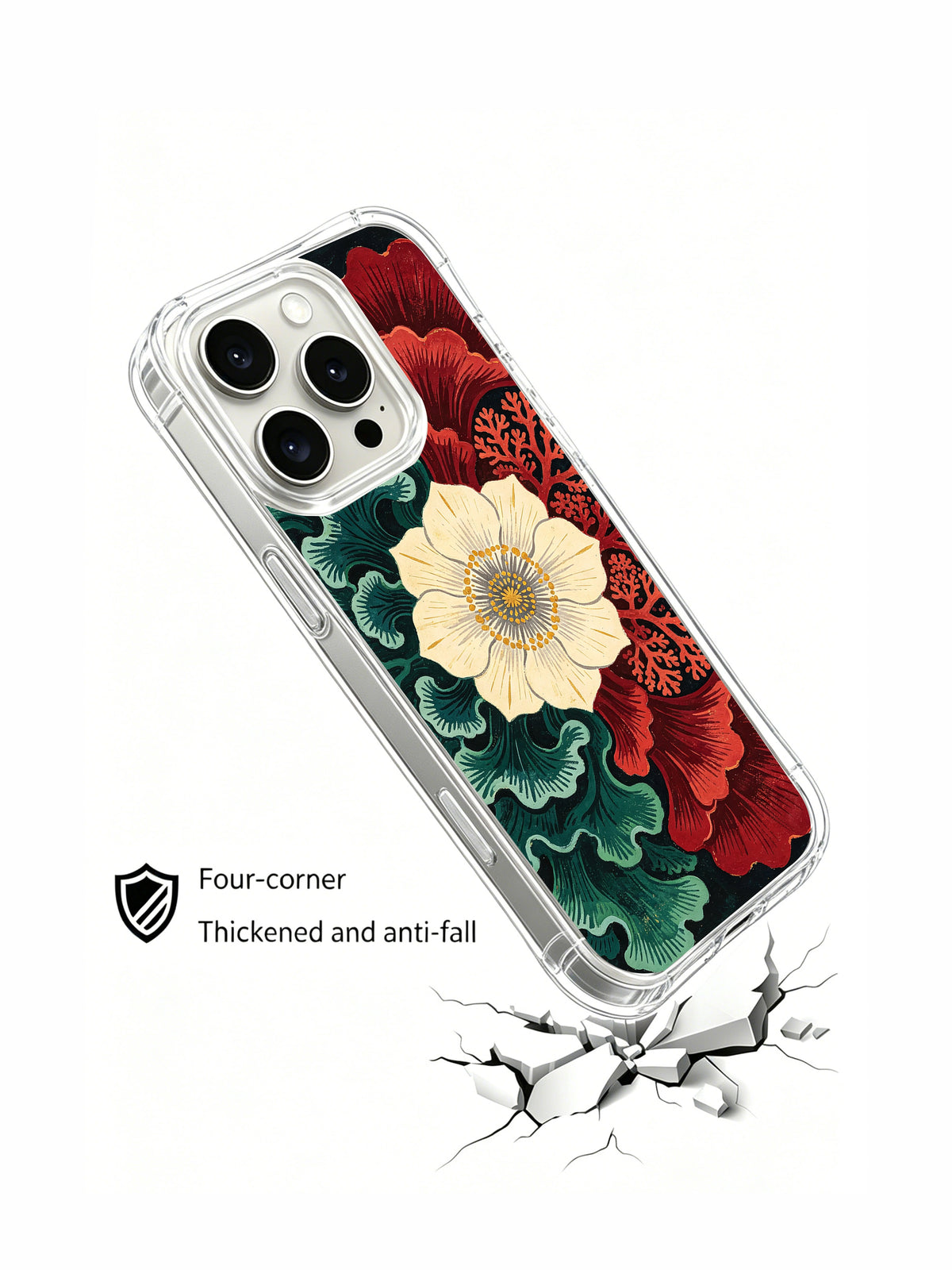 Crimson Ocean Garden iPhone 15 Pro case product view 4
