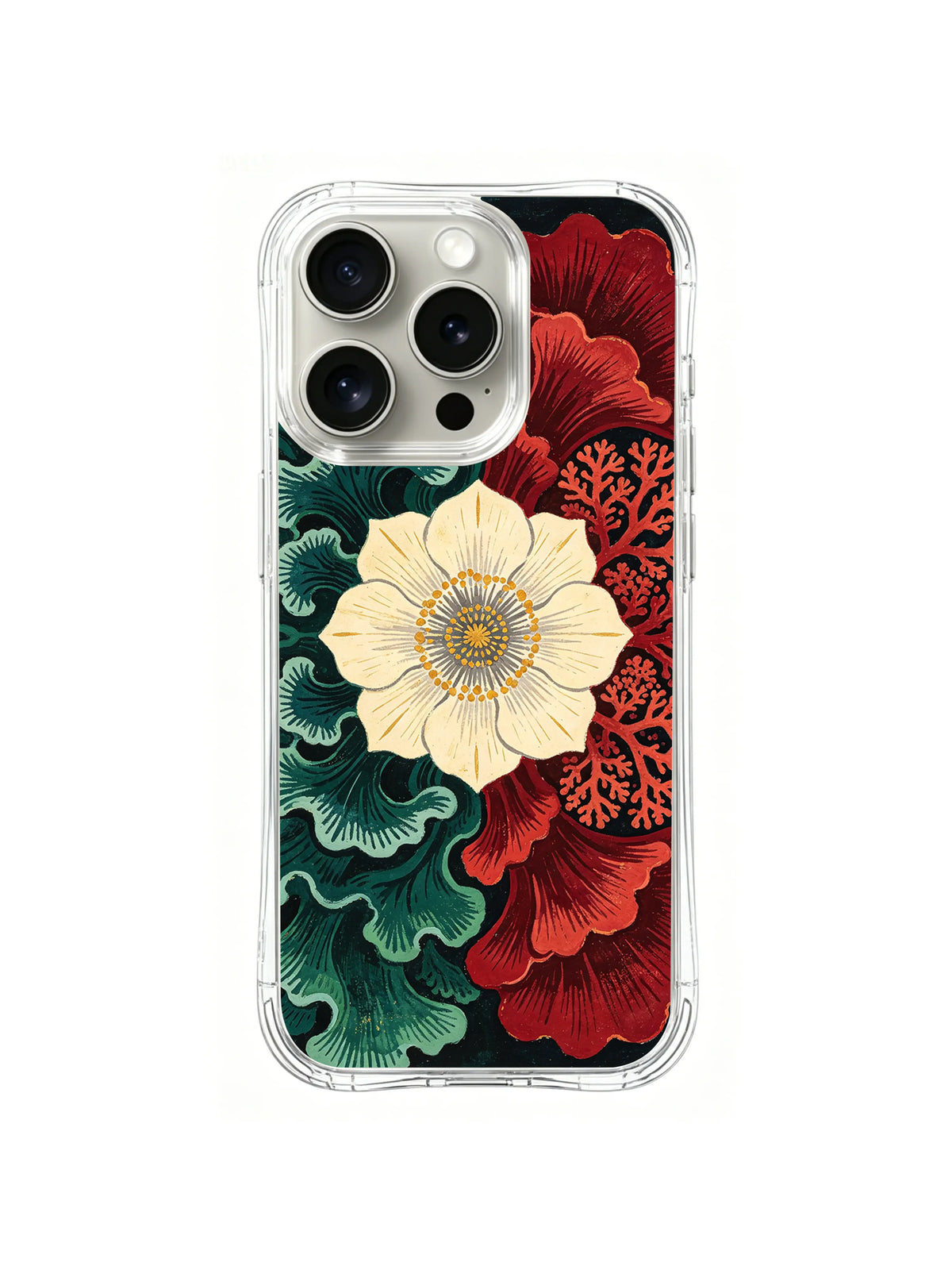 Ivory Coral Crest pattern on iPhone 15 Pro case