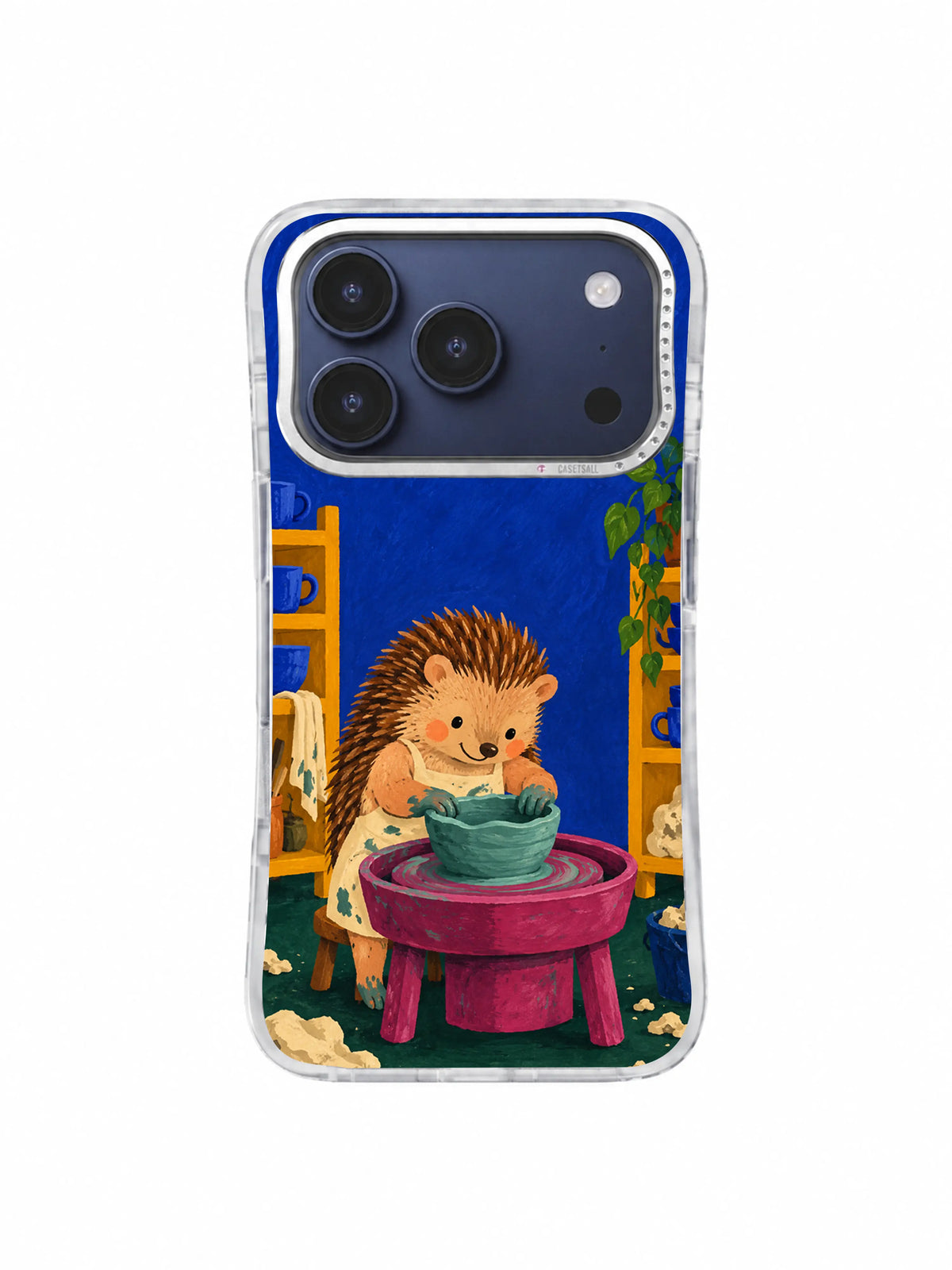 Crooked Bowl Water Arc artwork on iPhone 17 Pro transparent case