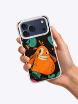 The Crooked Smile Parade iPhone 17 Pro Max case shown in hand