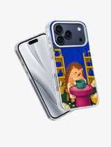 The Crooked Teal Bowl iPhone 17 Pro transparent case angled view