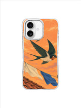 Dark green swallows adapting their route through one crosswind in an aesthetic iPhone 17 case design
