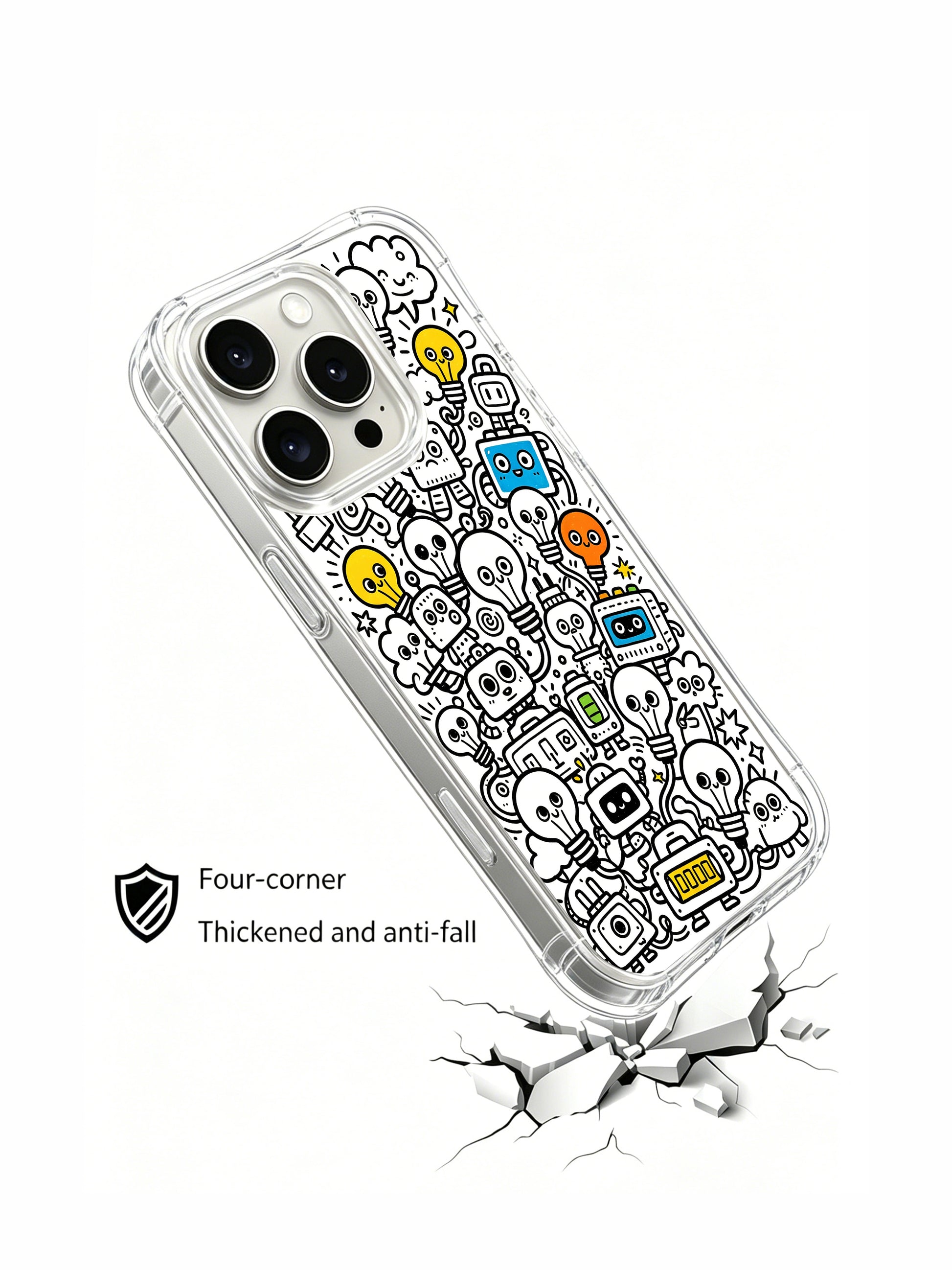 Dense crowded bulb club cartoon collage iPhone 15 pro Case, small-batch collectible phone casing made domestically at PhoneCasing’s US workshop, curated fine art phone cover.