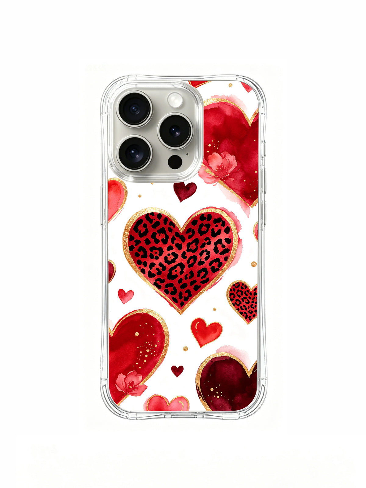 Cupid Velvet Echo red leopard heart iPhone 16 Pro case view 1