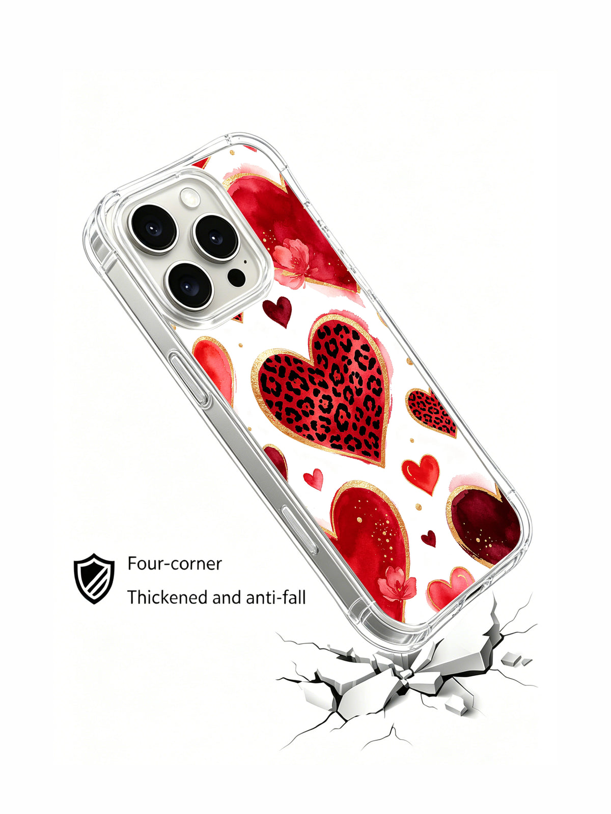 Cupid Velvet Echo red leopard heart iPhone 16 Pro case view 4