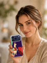Lifestyle view of Before the Curtain Opens artwork on a transparent iPhone 17 Pro case