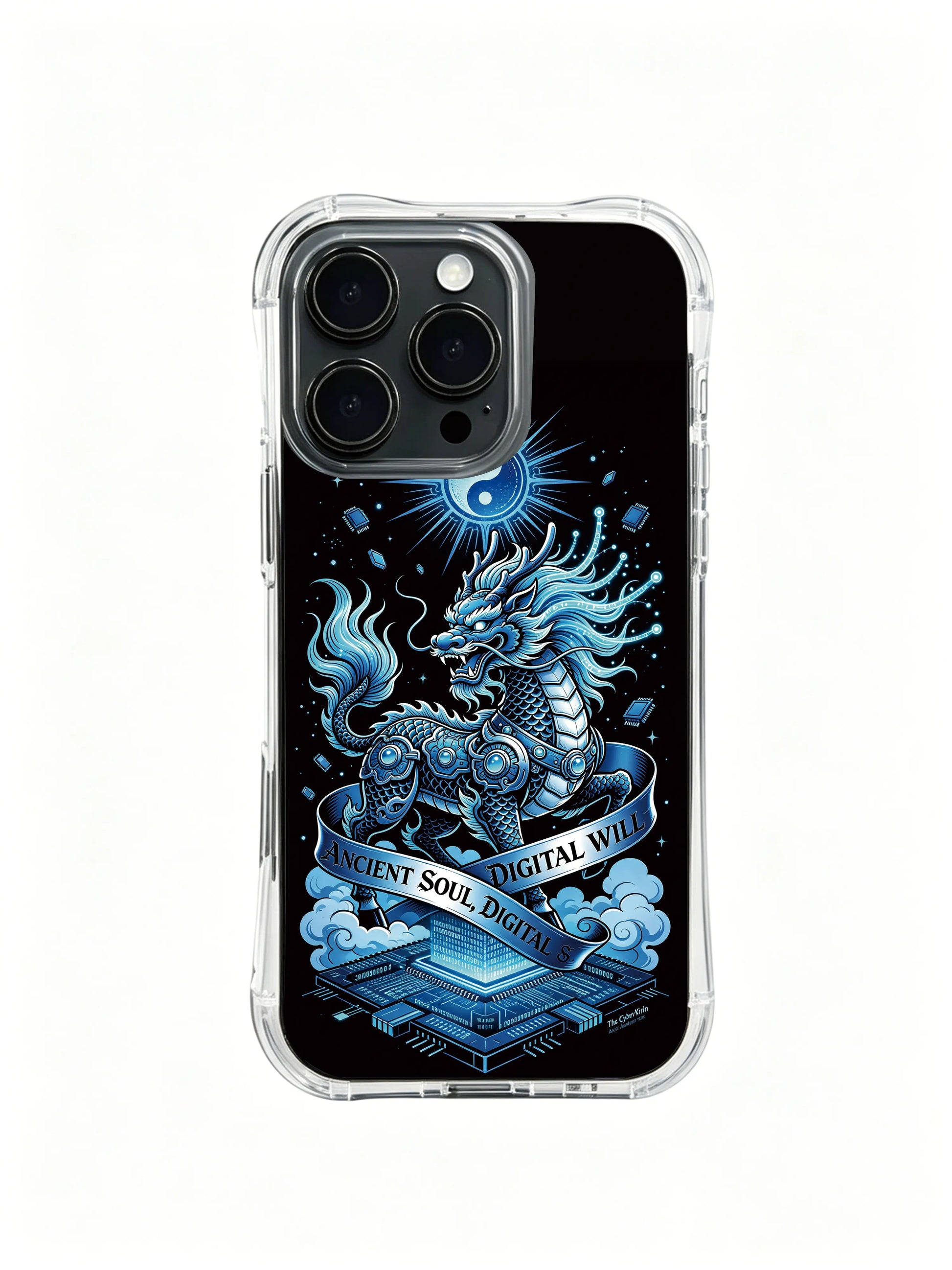 Zara Maya The Cyber Kirin PhoneCasing, oriental spirit digital texture iPhone 14 Plus Case, dark tropical casing for elite women leading era innovation.