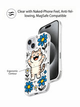 Daisy Cat Parade iPhone 13 case shown with clear contour and camera opening details