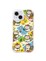 Patchwork Picnic Cats pattern iPhone 15 case