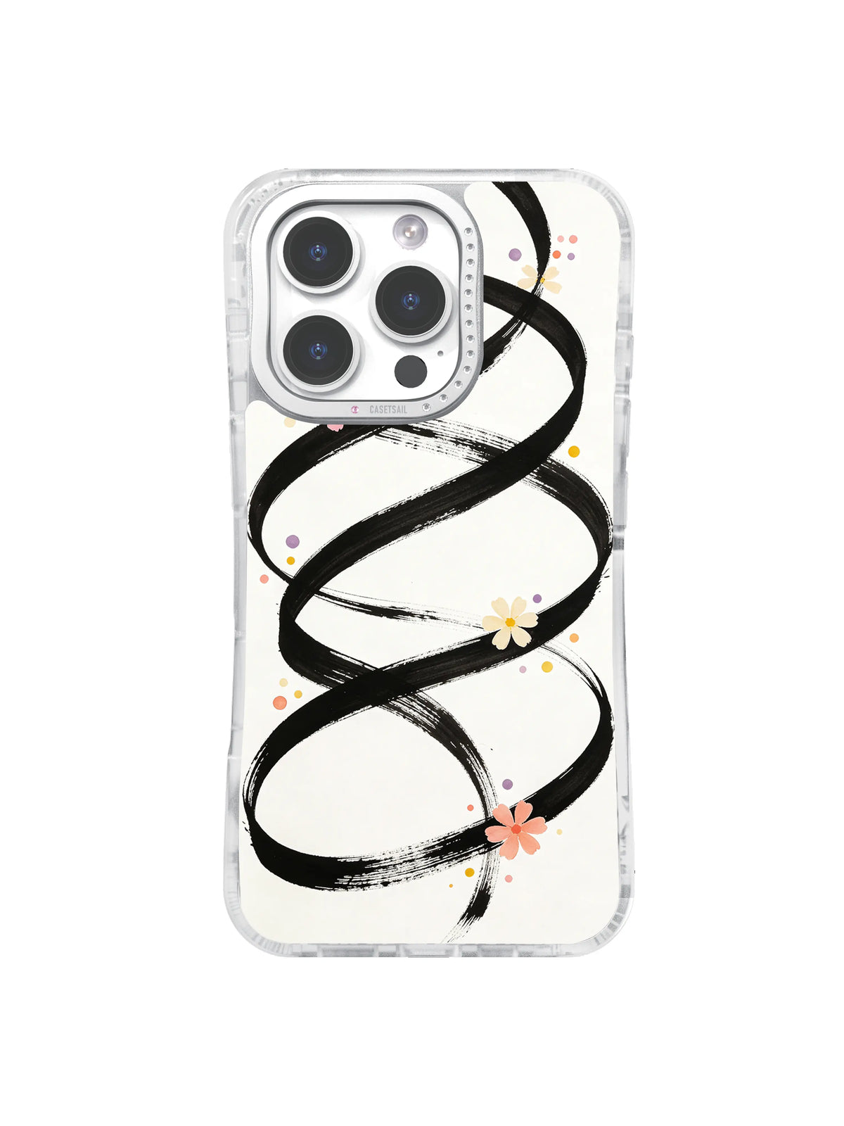 Daisy Ribbon Spiral black looping brush and flower case