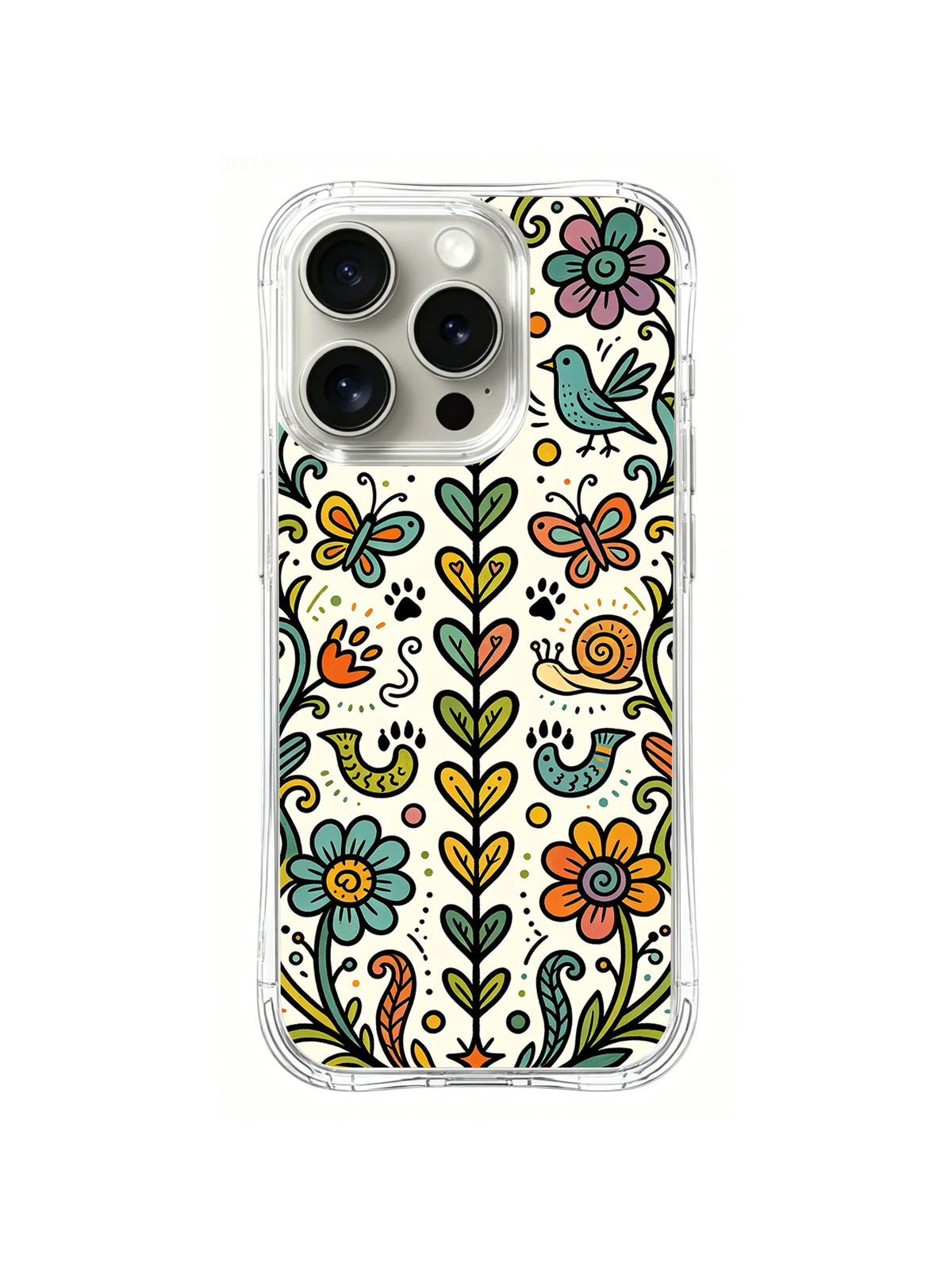 Symmetric Bloom Parade folk floral iPhone 14 Pro case pattern