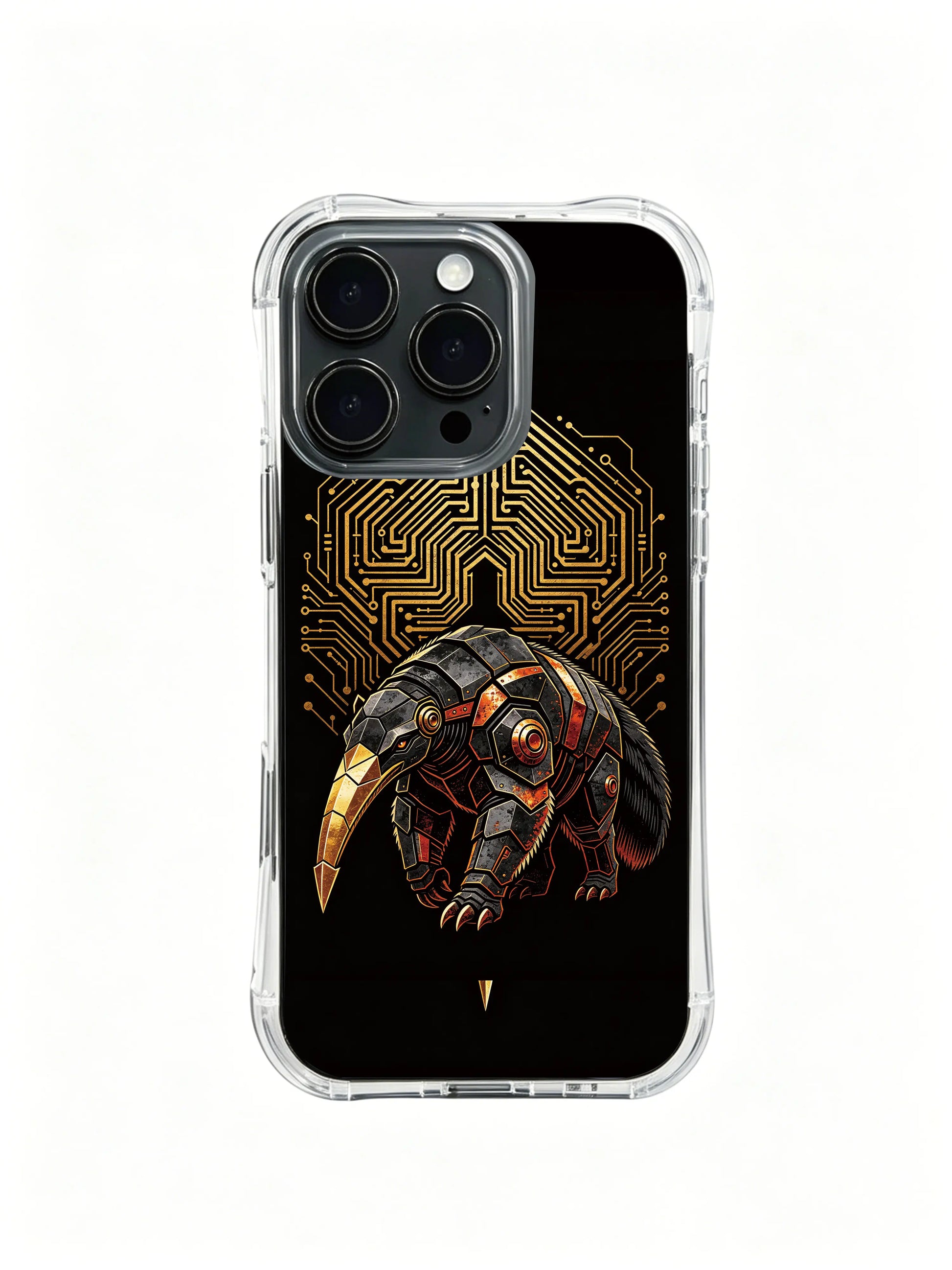 Dark tropical mechanical anteater PhoneCasing, scratch-proof iPhone 14 Plus Case with hand-drawn totem, stylish cover for iPhone 14 Plus.