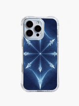PhoneCasing iPhone 14 Pro Max Case featuring a deep blue apex motif, shockproof clear case with premium stippled details.
