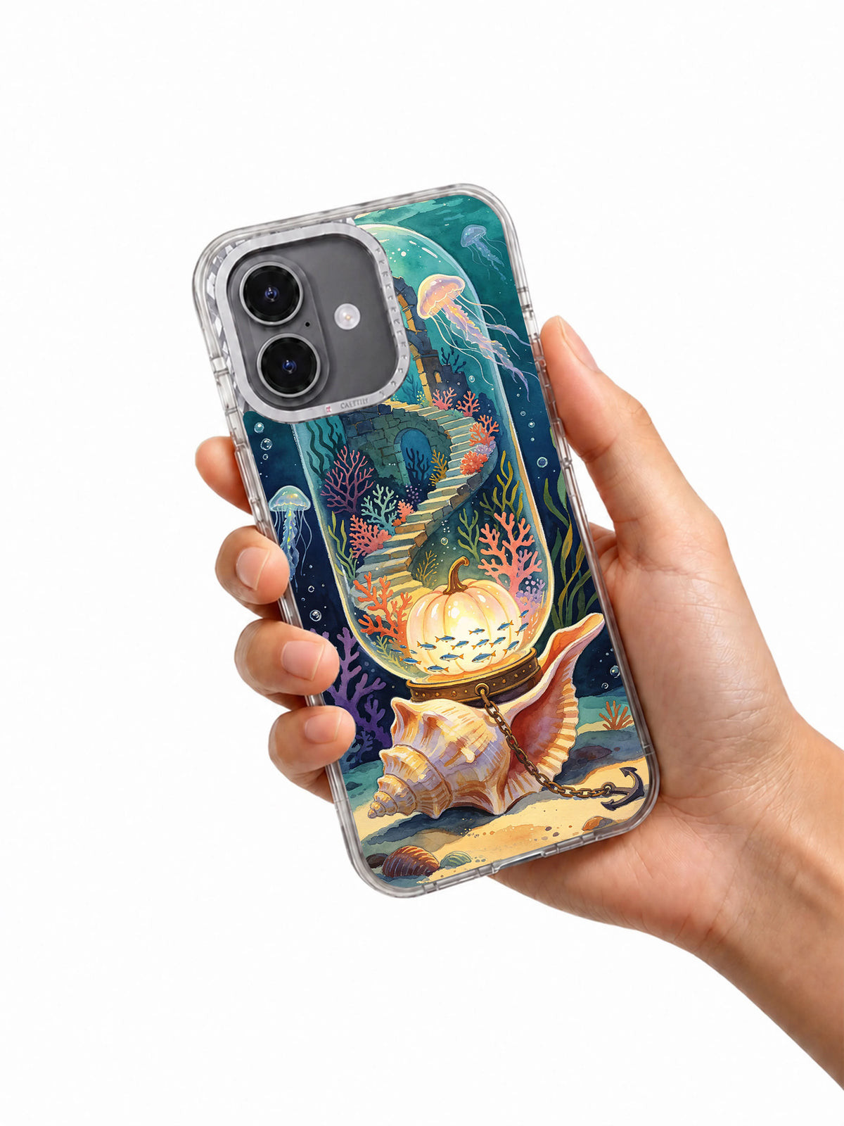 Deep-Sea Witch Lantern iPhone case held in hand
