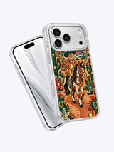 Angled front and side view of Desert Holiday Rider iPhone 17 Pro Max case
