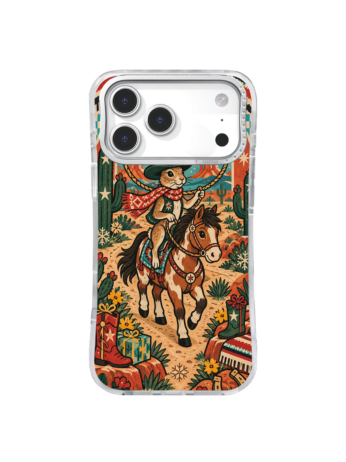 Gift Cactus Rider western artwork on an iPhone 17 Pro Max case