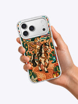 Desert Holiday Rider iPhone 17 Pro Max case held in hand