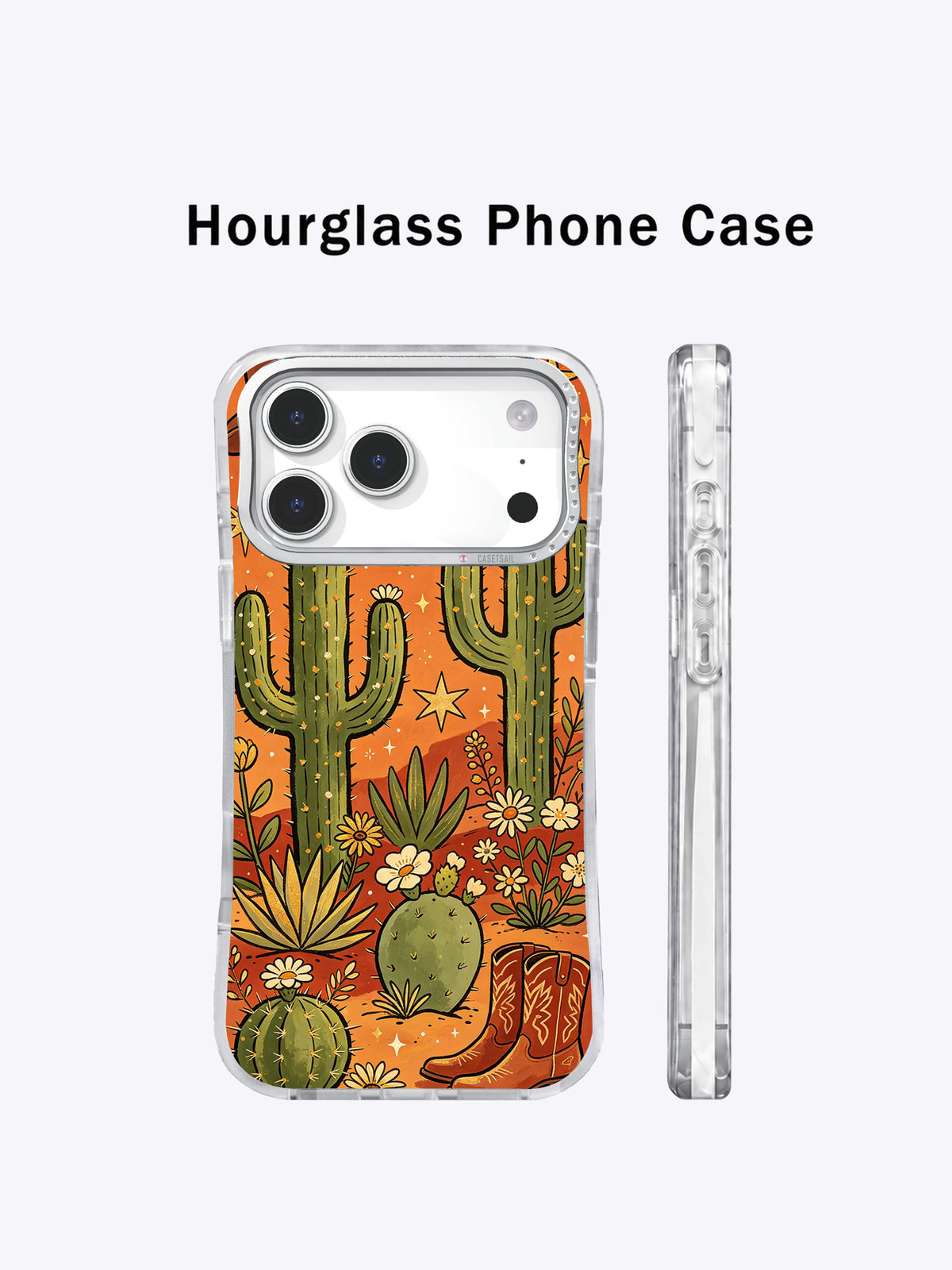Desert Moon Cowboy Garden iPhone 17 Pro Max case side view