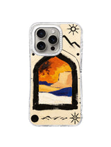 Desert Spirit Symbols painted iPhone 16 Pro case front view