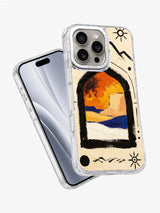 Orange sunset art iPhone 16 Pro case angled view