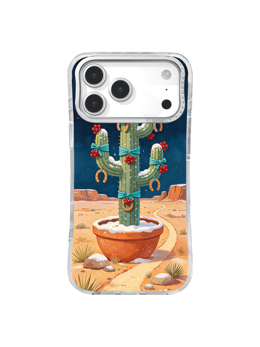 Western cactus tree with horseshoes and turquoise ties on an iPhone 17 Pro case