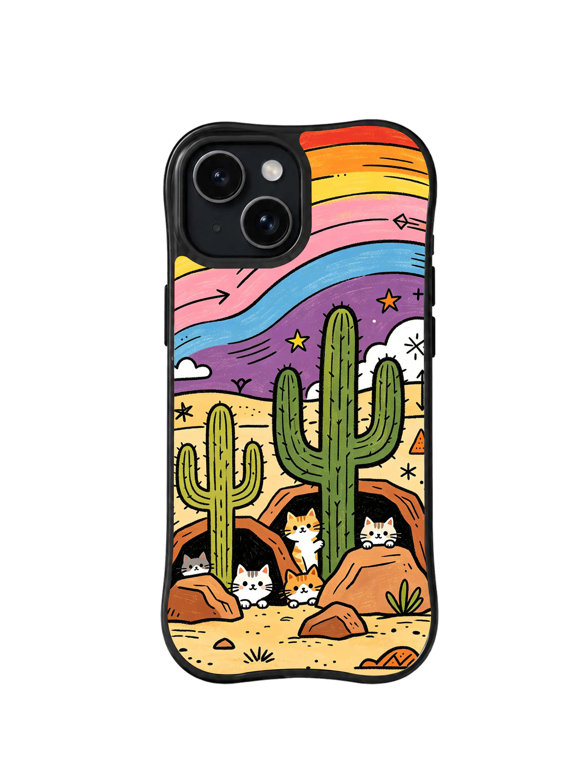 Moonlight Meow Dance pattern on iPhone 15 case