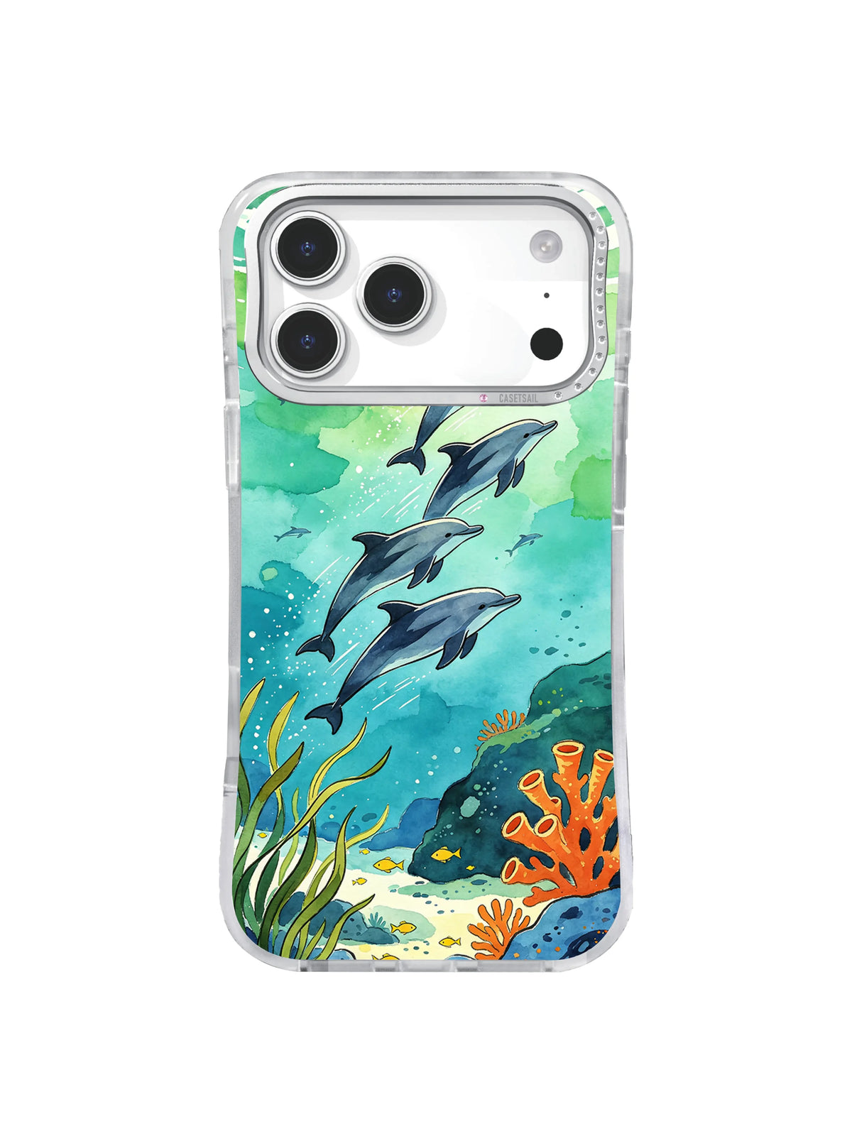 Coral Current Pod dolphin coastal art iPhone case