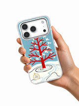 Hand holding Dove Map Constellation artwork on an iPhone 17 Pro case