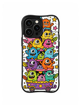 Tiny Rebels Dream Bus: Colorful small monsters ride together in a pink bus beneath stars.