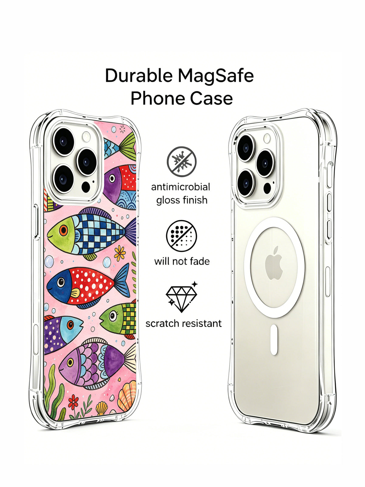Dreaming Coral Fish whimsical fish art phone case detail