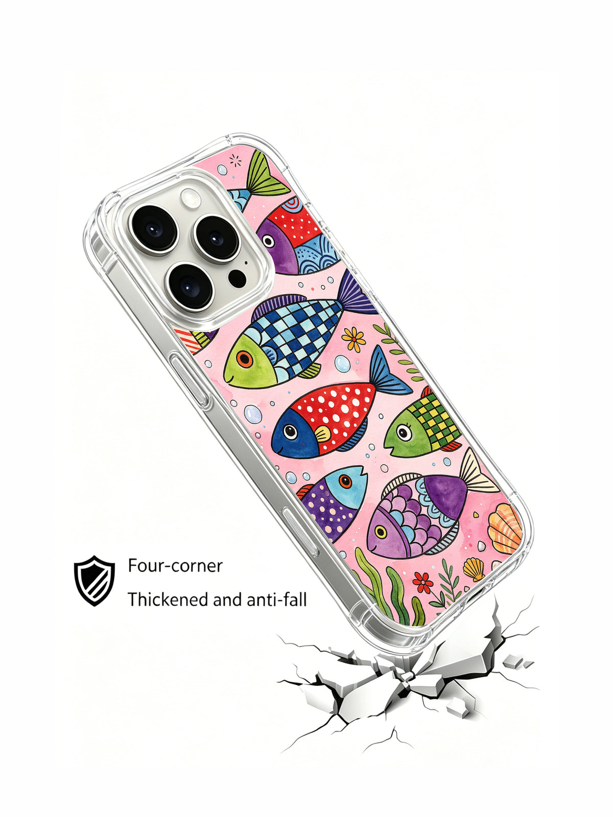 Dreaming Coral Fish coastal folk art case lifestyle view