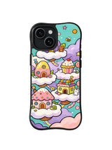 Candy Cloud Cottages pattern on iPhone 14 Plus case